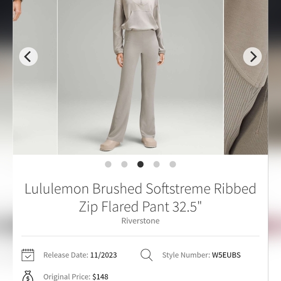 Lululemon Softstreme SET Riverstone Size 6 Ribbed Flare Pants Brushed Half Zip - Picture 11 of 11